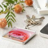 Oma Roze Rose Design Sleutelhanger (Zijkant)