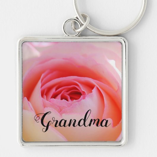 Oma Roze Rose Design Sleutelhanger (Voorkant)