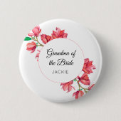 Oma Roze Wit Aquarel Bloem Ronde Button 5,7 Cm (Voorkant)