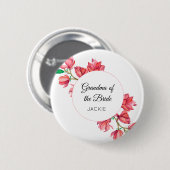 Oma Roze Wit Aquarel Bloem Ronde Button 5,7 Cm (Voorkant /achterkant)
