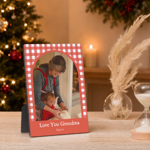 Oma Rustic Love You Gingham Fotobord Fotoplaat