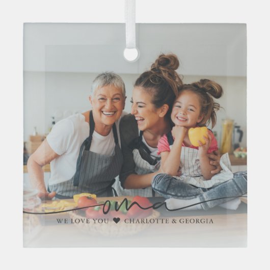 Oma Script Overlay | Wij houden van u Glas Ornament (Voorkant)