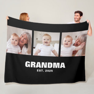 Oma Stelde Elegante Krachtige Zwarte 3 Foto Fleece Deken