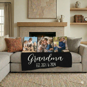 Oma Stelde Zwart 3 Foto Wit Schrift Op Fleece Deken