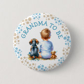 Oma te zijn | Baby shower van Baby en Dachshund Ronde Button 5,7 Cm (Voorkant)