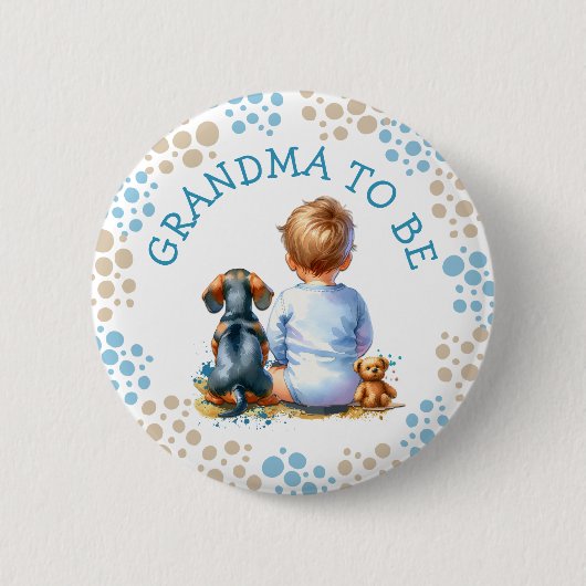 Oma te zijn | Baby shower van Baby en Dachshund Ronde Button 5,7 Cm (Voorkant)