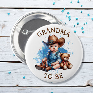 Oma te zijn Cowboy en Teddy Bear Baby shower Ronde Button 5,7 Cm