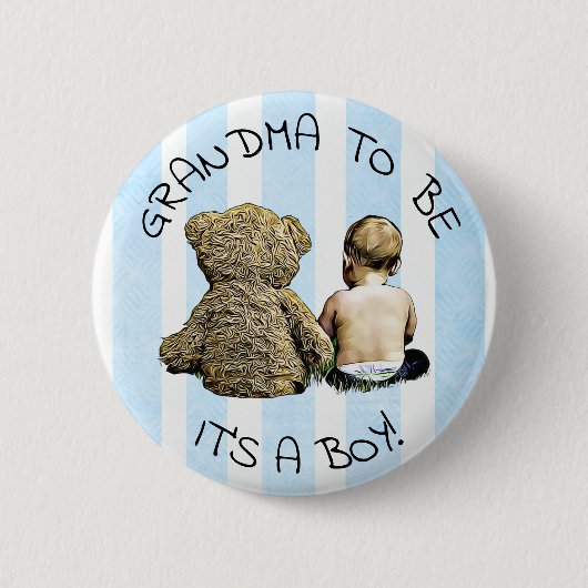 Oma te zijn, Het is een jongen, Baby shower Button (Voorkant)