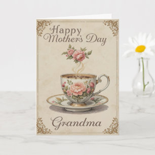 Oma Tea Cup Moederdag elegantie Kaart
