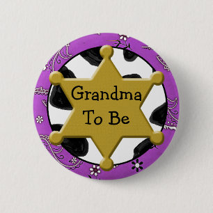 Oma to Be Blue Bandanna Baby shower Button