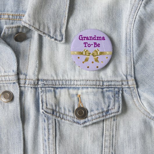 Oma-to-be lavendel en gouden Baby showers Button (In situ)