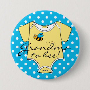 Oma to Bee Blue and Yellow Ronde Button 7,6 Cm