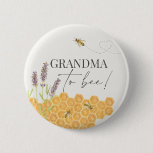 Oma tot bij, honingbijenknop voor baby shower ronde button 5,7 cm