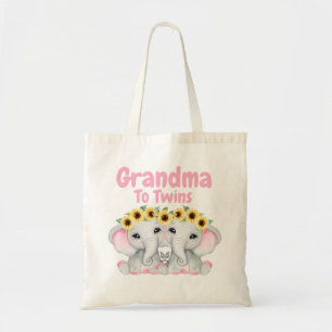 Oma tot Twin Girls Elephant Sunflower Tote Bag
