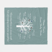 Oma Tree, 8 Names & Dates, wit op blauw Fleece Deken (Voorkant (Horizontaal))