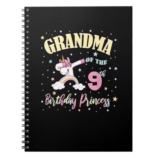Oma van de 9e verjaardag Prinses Eenhoorn 9 jaar Notitieboek (Voorkant)