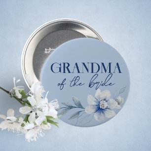 Oma van de bruid blauwe bruidsdouche knoop ronde button 5,7 cm