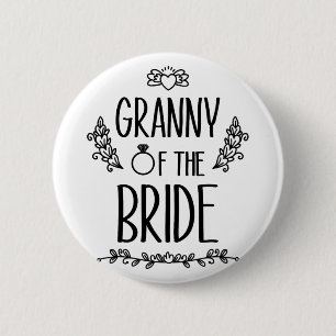 Oma van de bruid bruiloftsfeest familie ronde button 5,7 cm