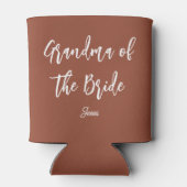 Oma van de bruid bruine trouw  blikjeskoeler (Achterkant)