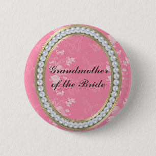 Oma van de bruid Parels Vlinders Ronde Button 5,7 Cm