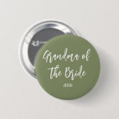 Oma van de bruid Sage groen wit Ronde Button 5,7 Cm (Voorkant /achterkant)