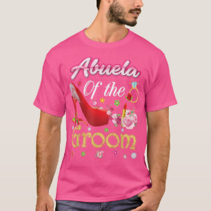 Oma van de bruidegom Happy bruiloft bloem roze sch T-shirt