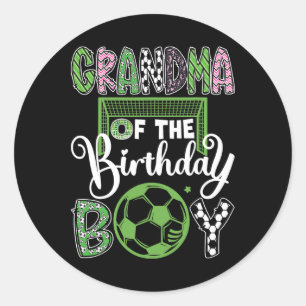 Oma van de jarige voetbaljongen Verjaardag Ronde Sticker