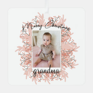 Oma van de kerstfoto van de kleinkind metalen ornament