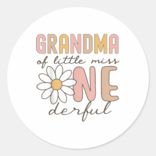 Oma van de kleine Miss Onederful eerste verjaardag Ronde Sticker