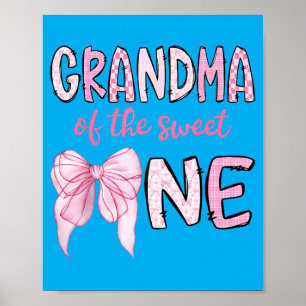 Oma van de lieve één verjaardagsmeisje poster