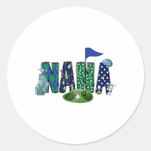 Oma van de verjaardagsjongen Hole In One Golf Spor Ronde Sticker