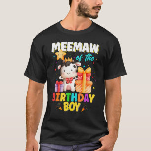 Oma van de verjaardagsjongen koe boerderij dieren t-shirt