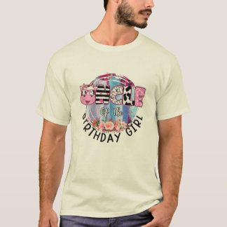 Oma van de verjaardagsmeisje boerderij koe T-shirt