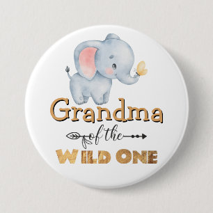 Oma van de Wilde One Elephant Gold Foil Button