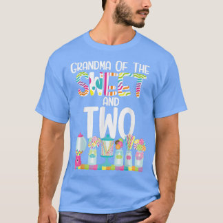 Oma van de zoete en twee snoep verjaardagslolly t-shirt