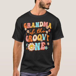 Oma van Groovy Een 1e Verjaardag Zwangerschap Anno T-shirt