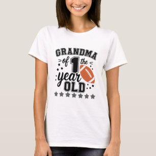 Oma van het 1-jarige Football Down Birthday T-shirt