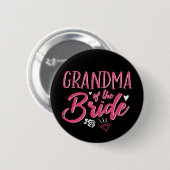 Oma van het bride roze kalligrafiescript bevestige ronde button 5,7 cm (Voorkant /achterkant)