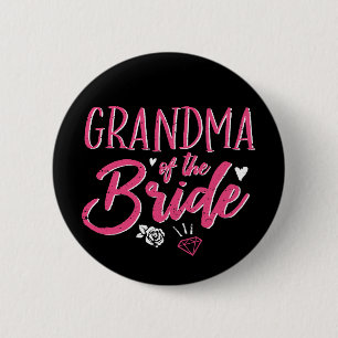Oma van het bride roze kalligrafiescript bevestige ronde button 5,7 cm