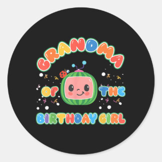 Oma van het jarige meisje Funny Melon Familie Ronde Sticker