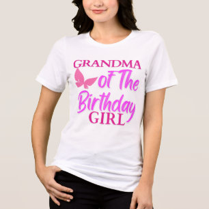 Oma van het verjaardagsmeisje familie roze coquett Tri-Blend shirt