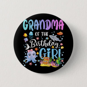 Oma van het verjaardagsmeisje Zee Fish Ocean Aquar Ronde Button 5,7 Cm