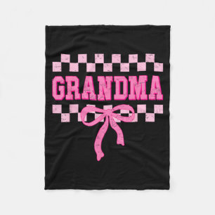 Oma verjaardag squad bijpassende roze strik geruit fleece deken