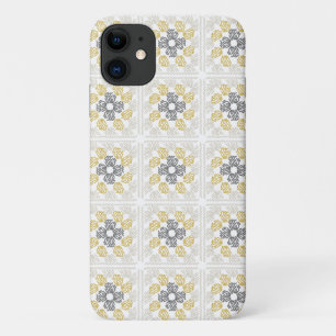 Oma vierkante schets ontwerp geel grijs iPhone 11 hoesje