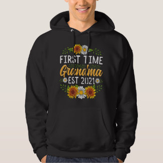 Oma voor de eerste keer Est 2021 Zonnebloem Cadeau Hoodie