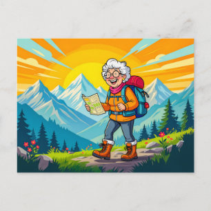 Oma Wandelllust Illustratie Feestdagenkaart