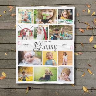 Oma, we houden van je gepersonaliseerde harten fleece deken