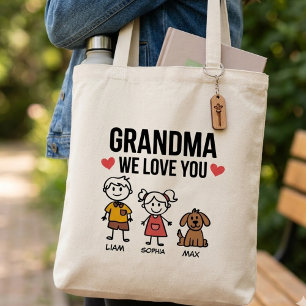 Oma We Love You Kids Illustratie Familie  Tote Bag