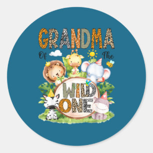Oma Wild 1e verjaardagssafari Ronde Sticker