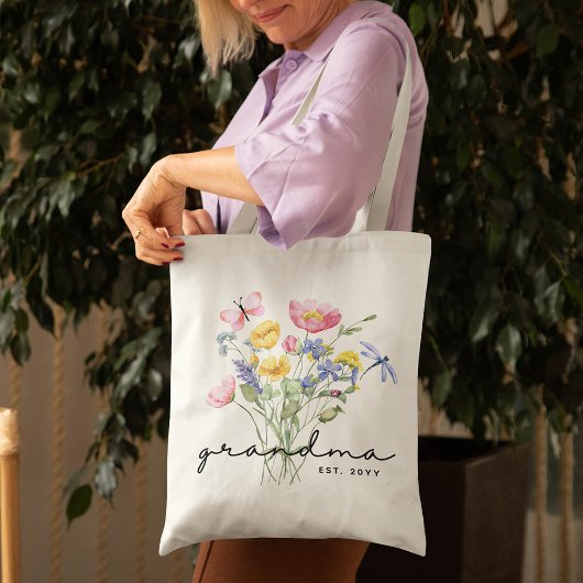 Oma Wildflower Elegante Minimalist Tote Bag